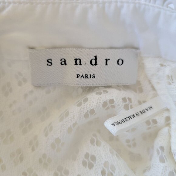 Sandro Paris White Lace Panel Blouse (Size 1) NWT - Picture 5 of 8